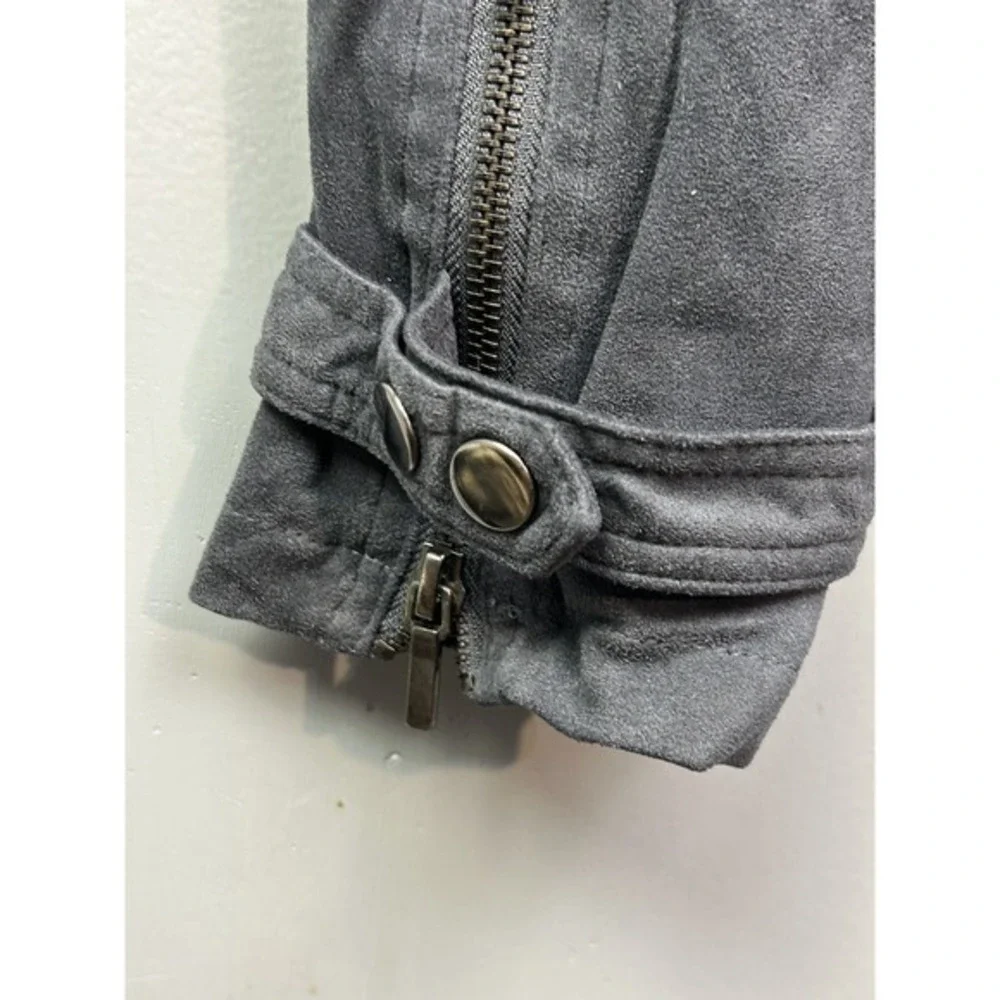 BNCI by Blanc Noir Jacket Womens XS Gray Moto‎ Biker Asymmetrical Zip Suede Look